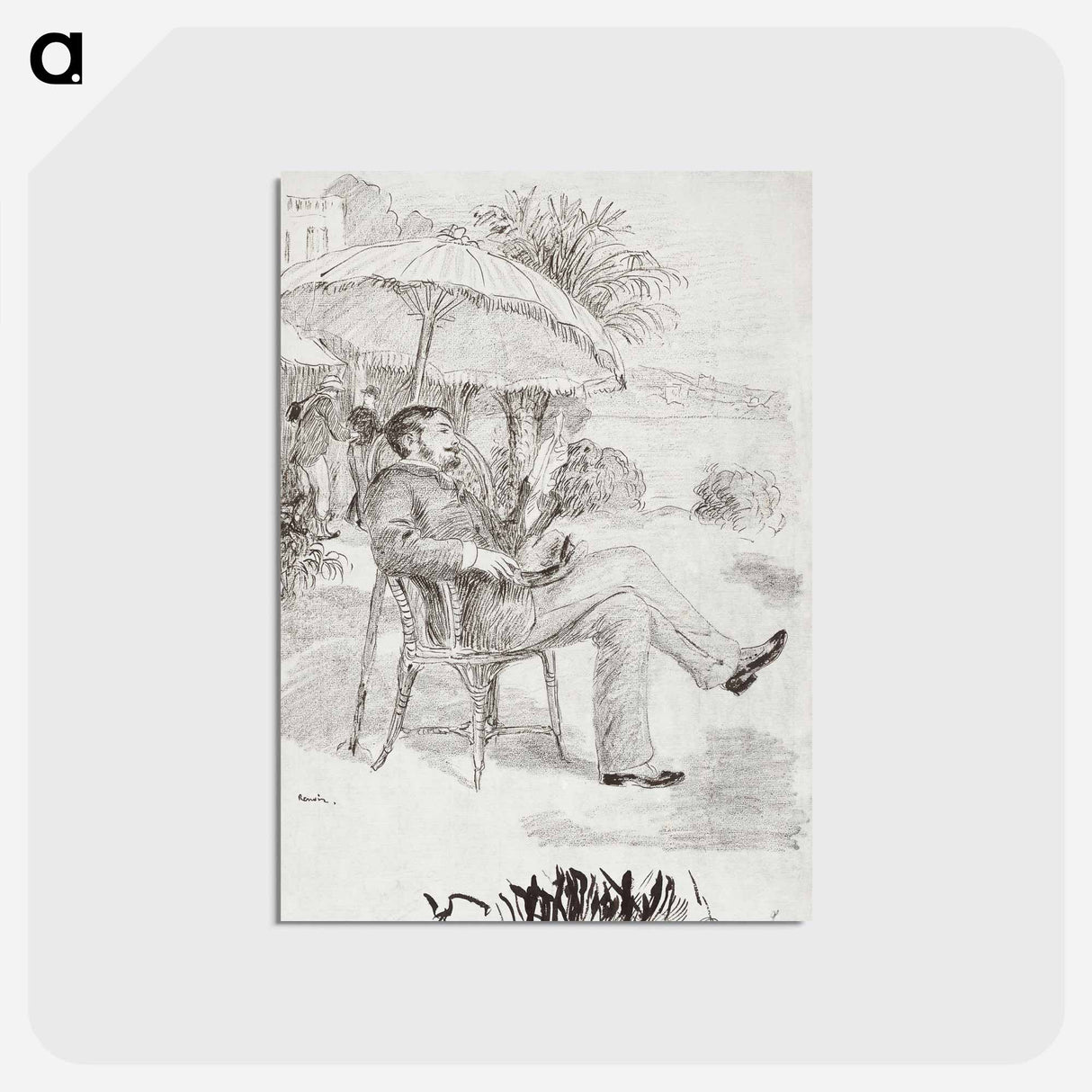 アートポストカード-On the Terrace of a Hotel in Bordighera: The Painter Jean Martin Reviews his Bill - ピエール オーギュスト ルノワール Postcard.