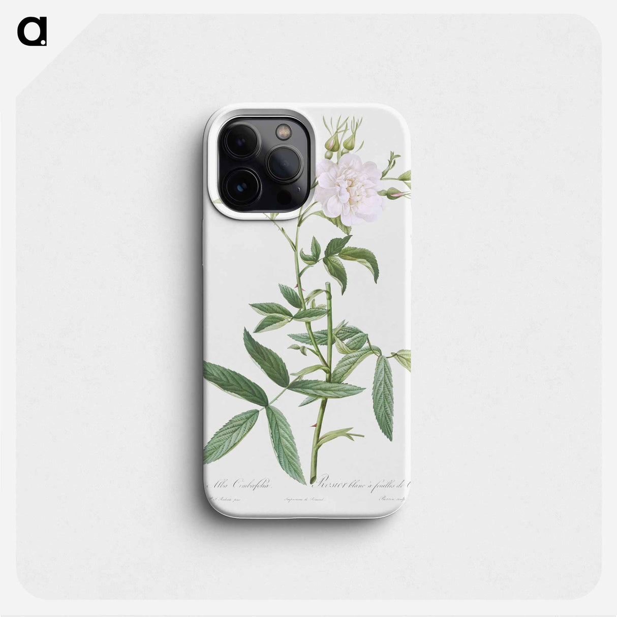 White Rose with Hemp Leaves - ピエール ジョゼフ ルドゥーテ Phone Case.