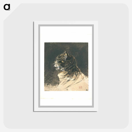 アートポストカード-Cat head - ウジェーヌ ドラクロワ Postcard.