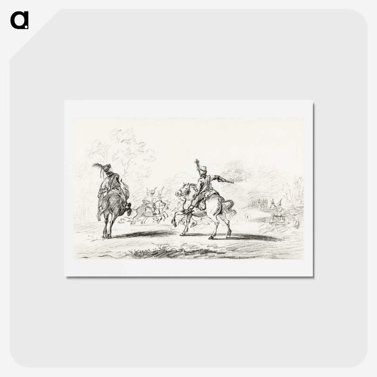 アートポストカード-Cavalry fight - ジャン ベルナール Postcard.