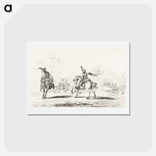アートポストカード-Cavalry fight - ジャン ベルナール Postcard.