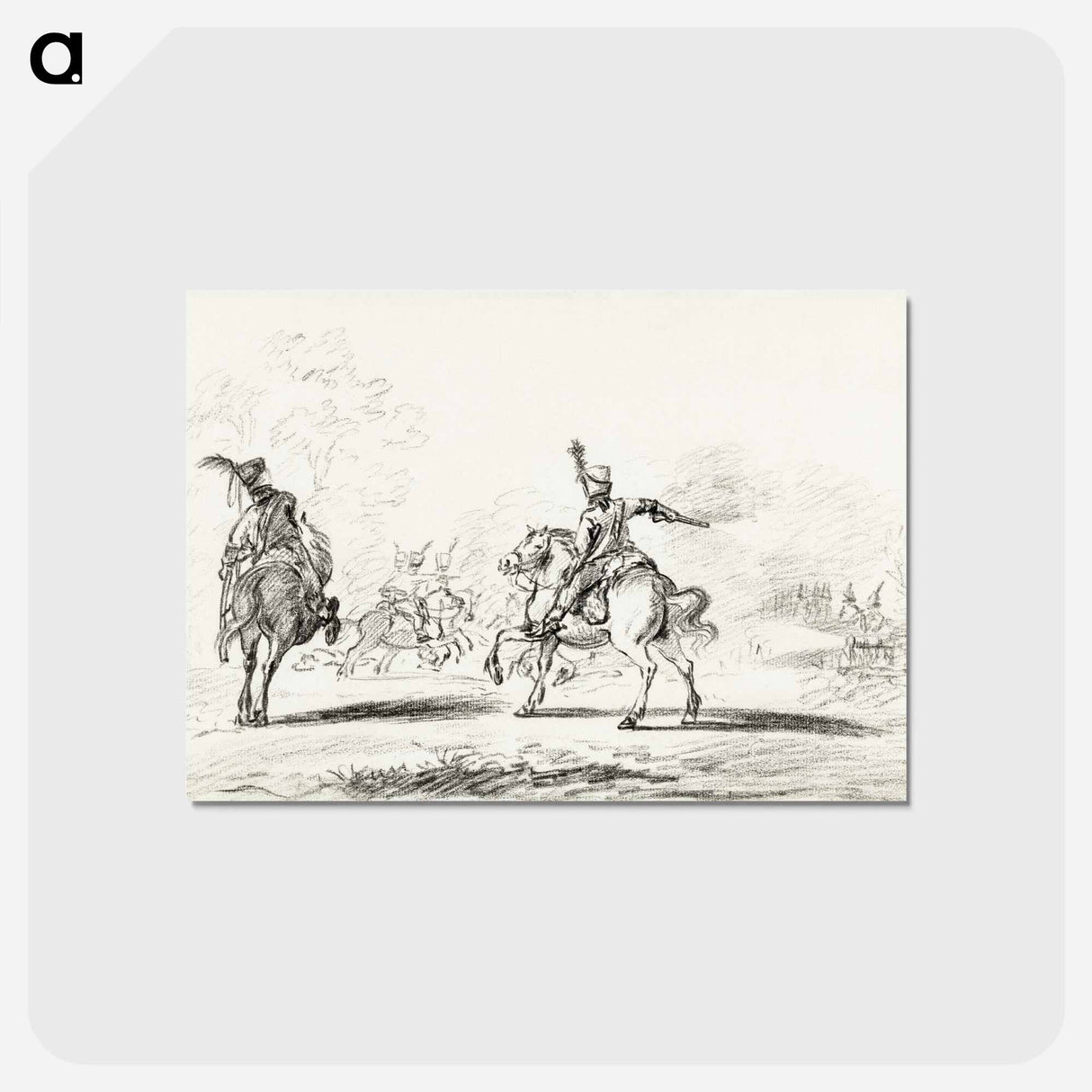 アートポストカード-Cavalry fight - ジャン ベルナール Postcard.