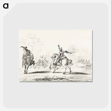 アートポストカード-Cavalry fight - ジャン ベルナール Postcard.