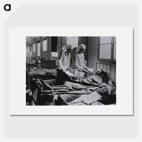 アートポスター-U.S. American National Red Cross Evacuation Hospital No. 114, Fleury-sur-Aisne, France: Ward M, nurses cheering up the patients
 - 国立医学図書館 Poster.
