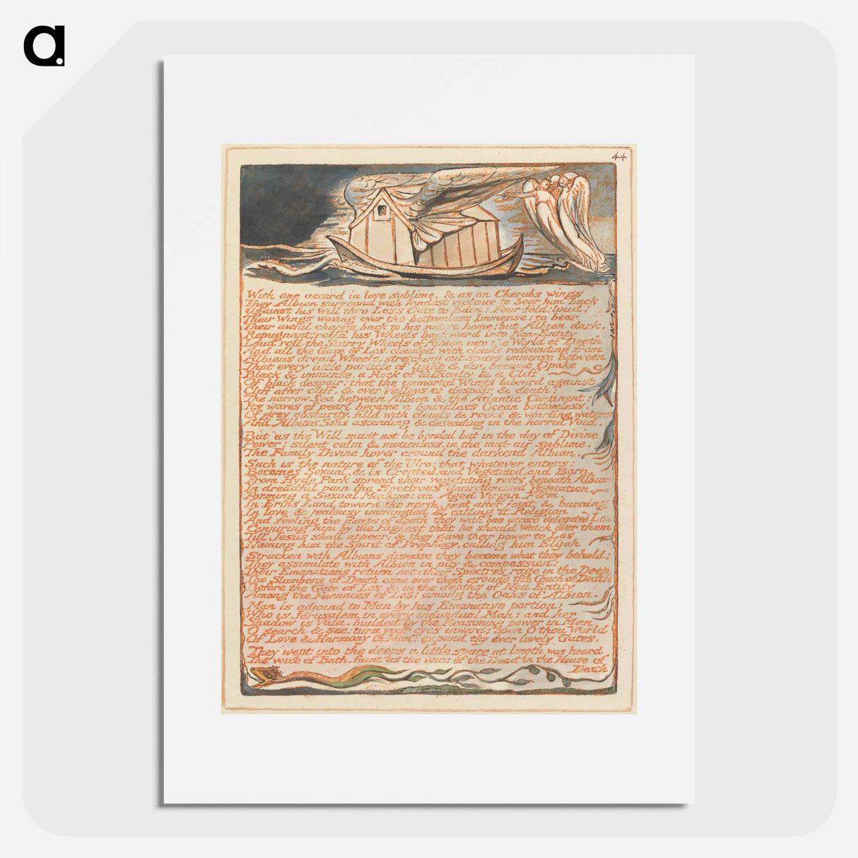 アートポスター-Jerusalem, Plate 44, "With one accord...." - ウィリアム ブレイク Poster.