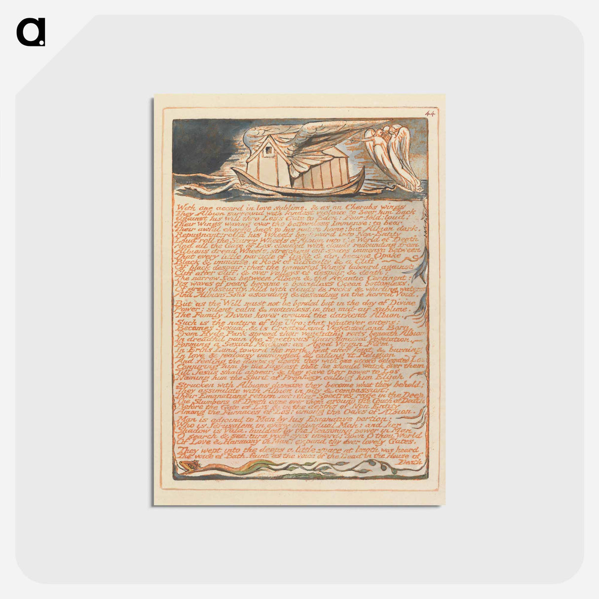 アートポストカード-Jerusalem, Plate 44, "With one accord...." - ウィリアム ブレイク Postcard.