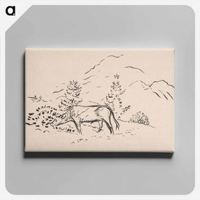 アートパネル-A grazing ox - アーノルド ピーター ワイズ クビンチャン Canvas.