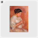 アートポストカード-Woman Sewing - ピエール オーギュスト ルノワール Postcard.