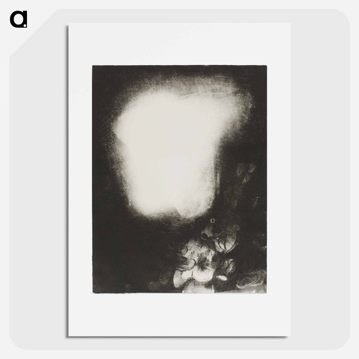 アートポスター-Head of Woman With Corsage of Flowers - オディロン ルドン Poster.