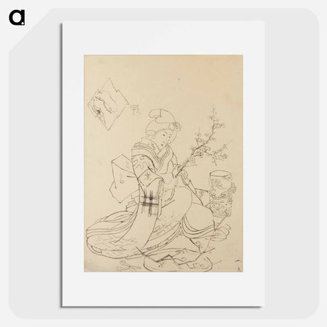アートポスター-Female Figure Pruning Blossoms
 - 歌川 国貞 Poster.