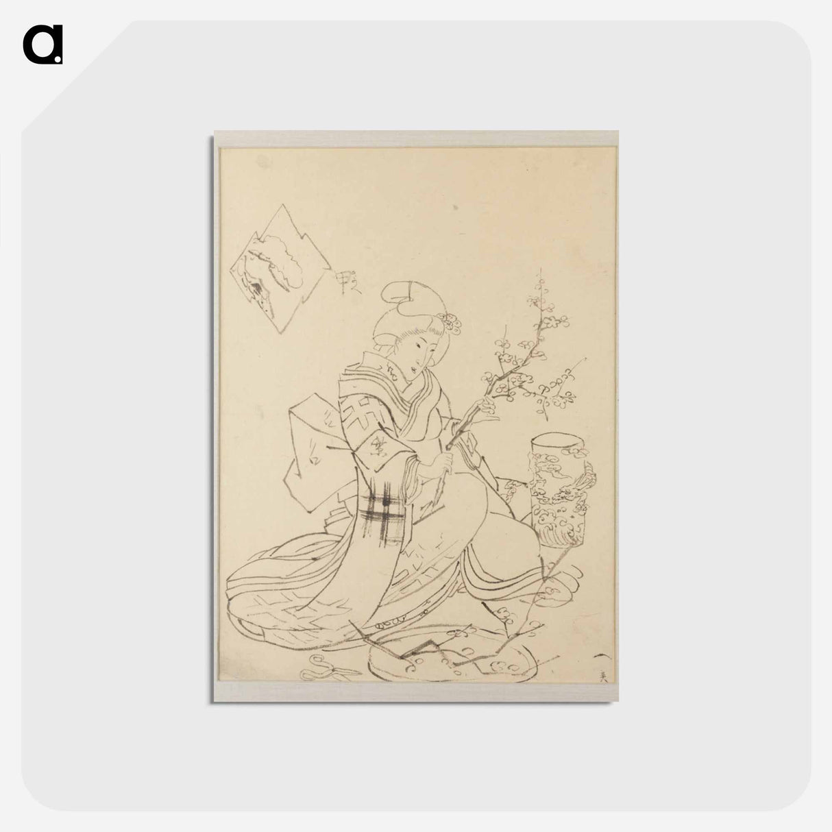 アートポストカード-Female Figure Pruning Blossoms
 - 歌川 国貞 Postcard.