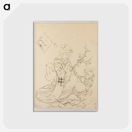 アートポストカード-Female Figure Pruning Blossoms
 - 歌川 国貞 Postcard.