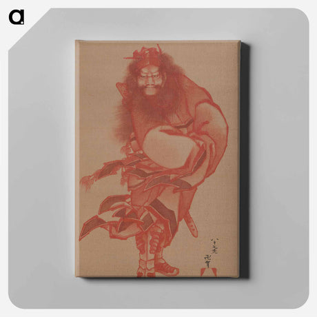 アートパネル-Red Shōki, the Demon Queller - 葛飾 北斎 Canvas.
