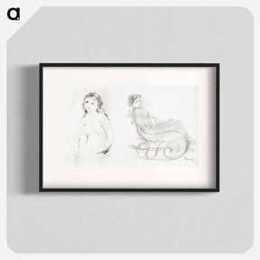 アートポスター-Study for a Female Bather and Woman Seated in a Chair; Woman in a Chair, Seen from the Back - ピエール オーギュスト ルノワール Poster.