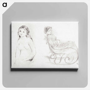 アートパネル-Study for a Female Bather and Woman Seated in a Chair; Woman in a Chair, Seen from the Back - ピエール オーギュスト ルノワール Canvas.