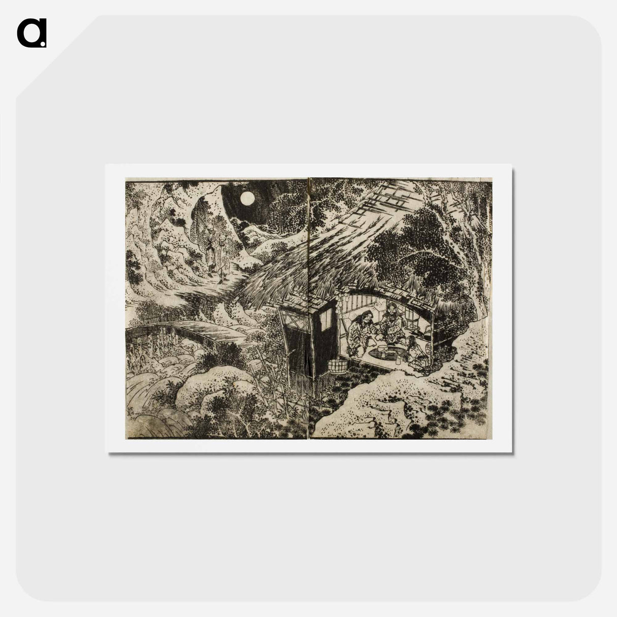 アートポストカード-Hokusai's Pages from the New Illustrated Edition of 'Tales of the Water Margin' - 葛飾 北斎 Postcard.