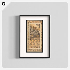アートポスター-Kalenderblad voor januari 1911 met winterkoning en muizen by Theo van Hoytema - テオ ヴァン ホイテマ Poster.