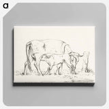 アートパネル-Calf drinking with his mother - ジャン ベルナール Canvas.