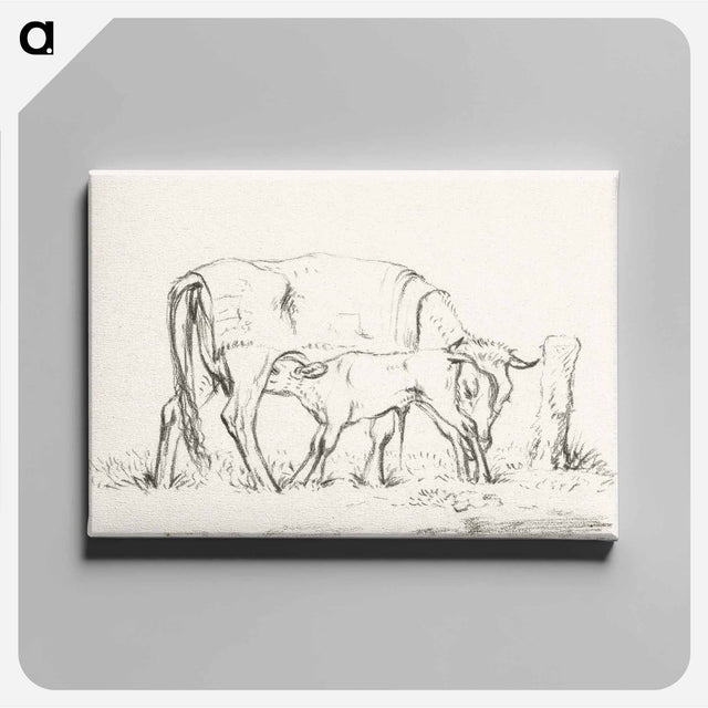 アートパネル-Calf drinking with his mother - ジャン ベルナール Canvas.