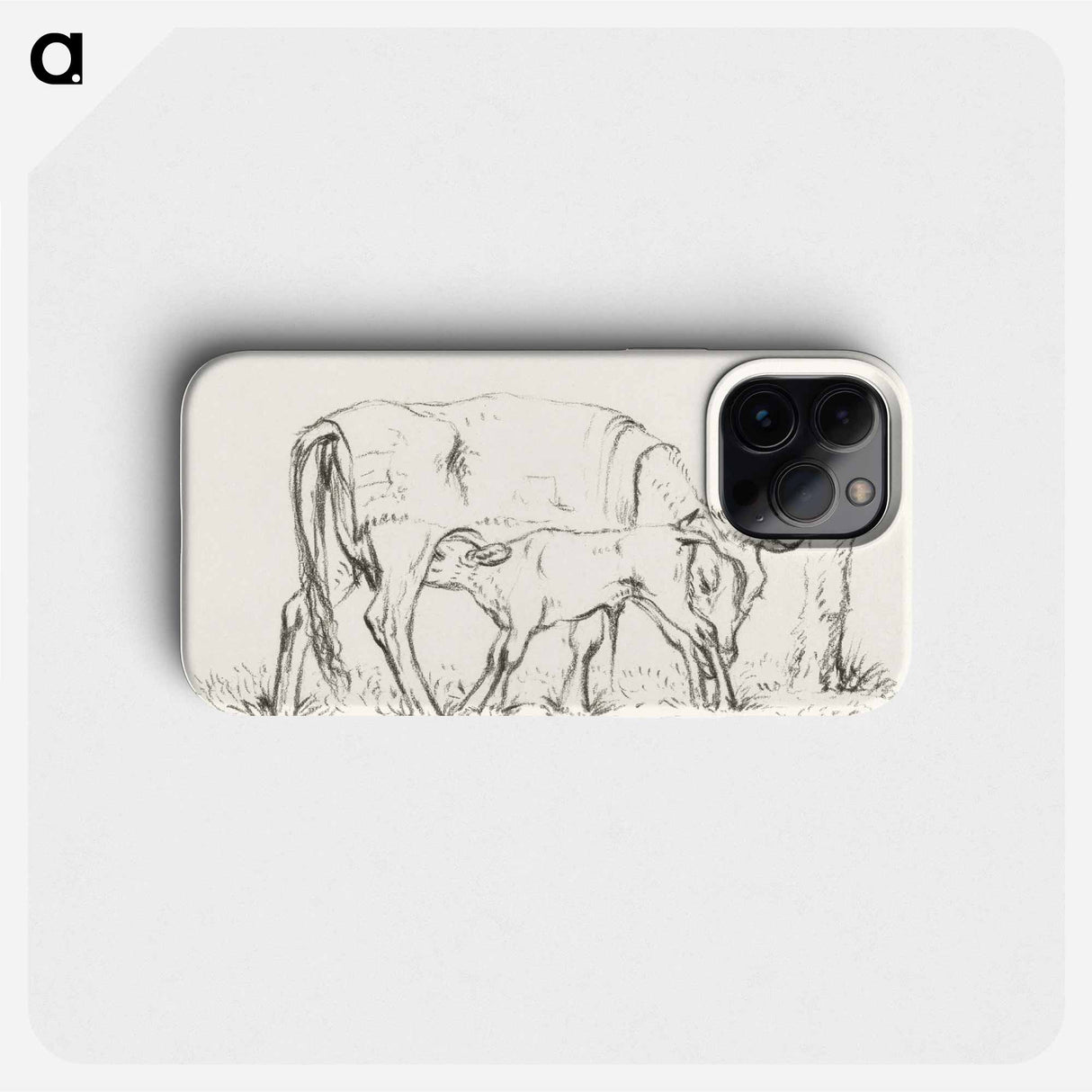 Calf drinking with his mother - ジャン ベルナール Phone Case.