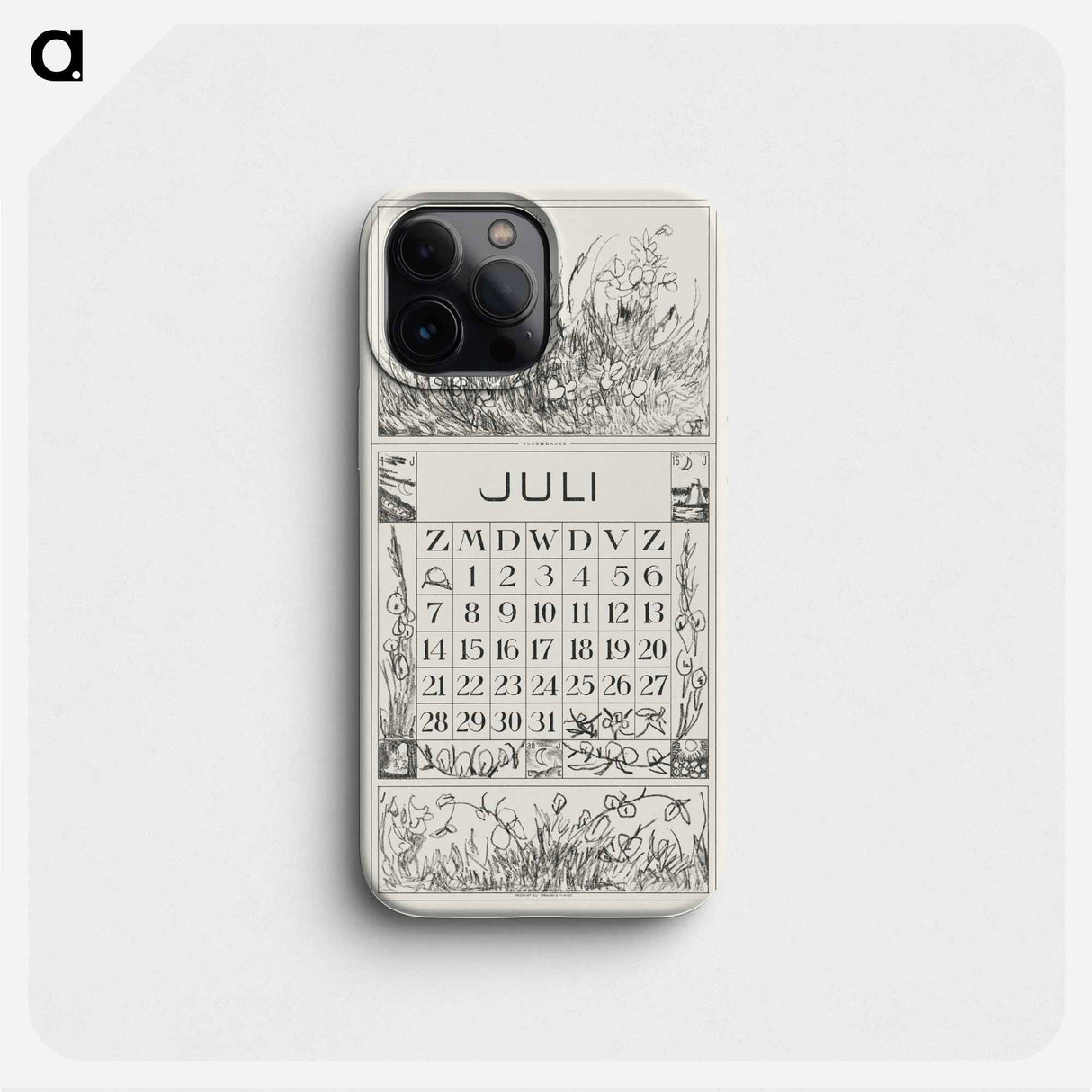 Kalenderblad juli met vlasbekjes - テオ ヴァン ホイテマ Phone Case.