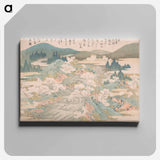 アートパネル-Hokusai's Flowering Cherry Trees Along the Yoshino River - 葛飾 北斎 Canvas.