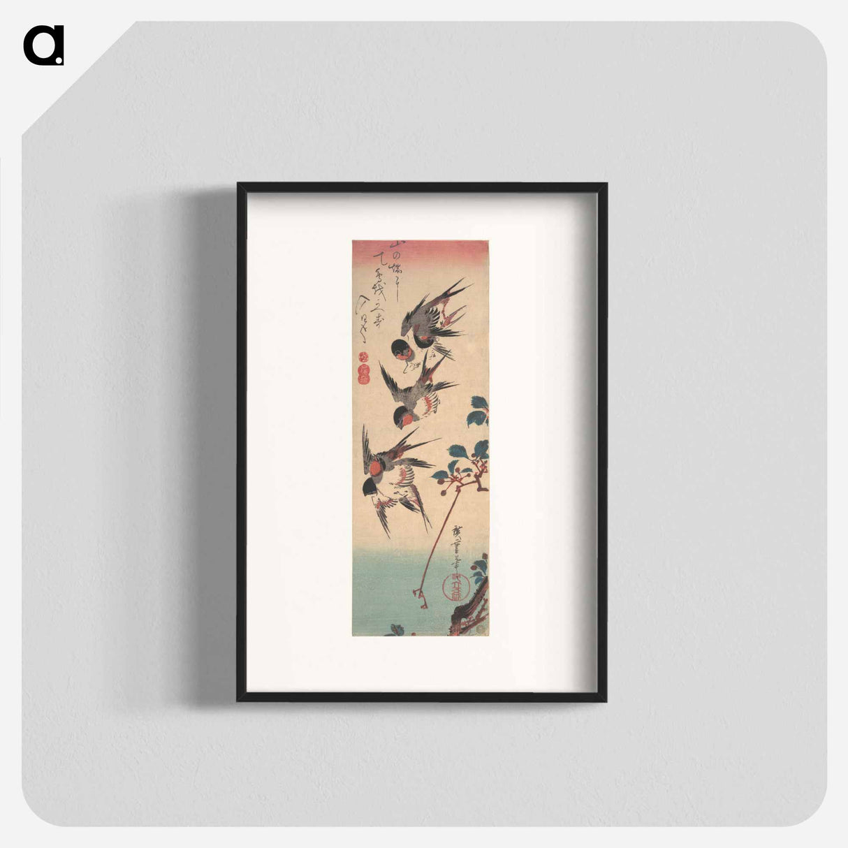 アートポスター-Swallows and Wild Cherry
 - 歌川 広重 Poster.