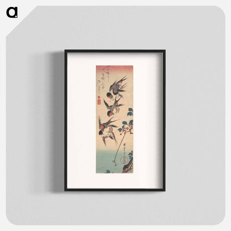 アートポスター-Swallows and Wild Cherry
 - 歌川 広重 Poster.