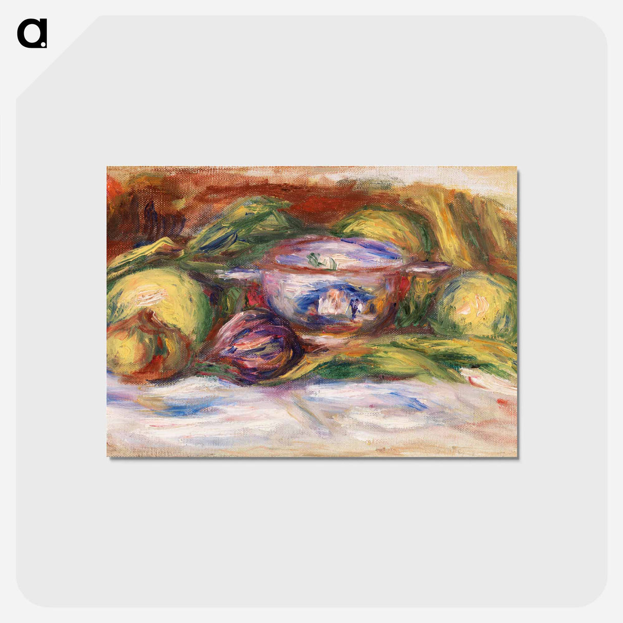 アートポストカード-Bowl, Figs, and Apples - ピエール オーギュスト ルノワール Postcard.