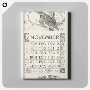 アートパネル-Kalenderblad november met houtduif - テオ ヴァン ホイテマ Canvas.