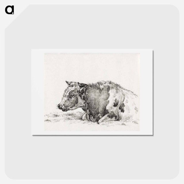 アートポストカード-Lying cow - ジャン ベルナール Postcard.