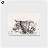 アートポストカード-Lying cow - ジャン ベルナール Postcard.
