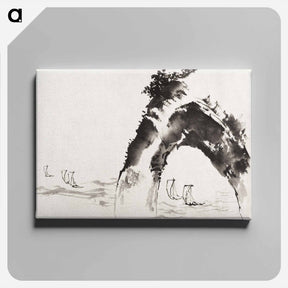 アートパネル-Hokusai's ocean and cliff, Album of Sketches - 葛飾 北斎 Canvas.
