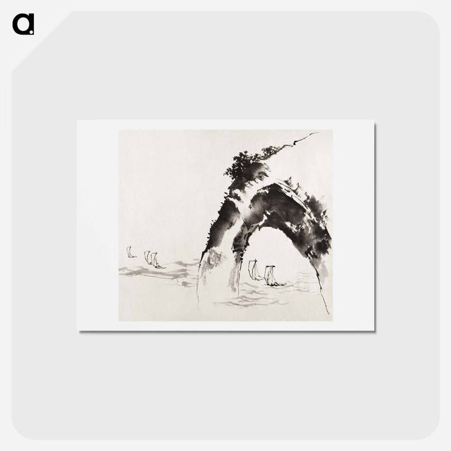 アートポストカード-Hokusai's ocean and cliff, Album of Sketches - 葛飾 北斎 Postcard.