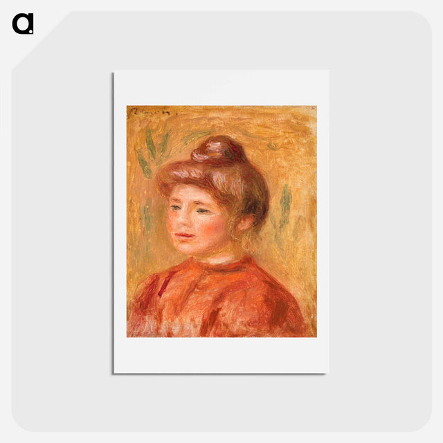 アートポストカード-Bust of Woman in Red - ピエール オーギュスト ルノワール Postcard.