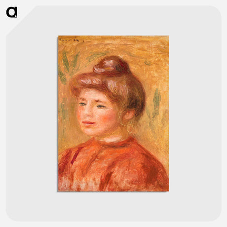 アートポストカード-Bust of Woman in Red - ピエール オーギュスト ルノワール Postcard.