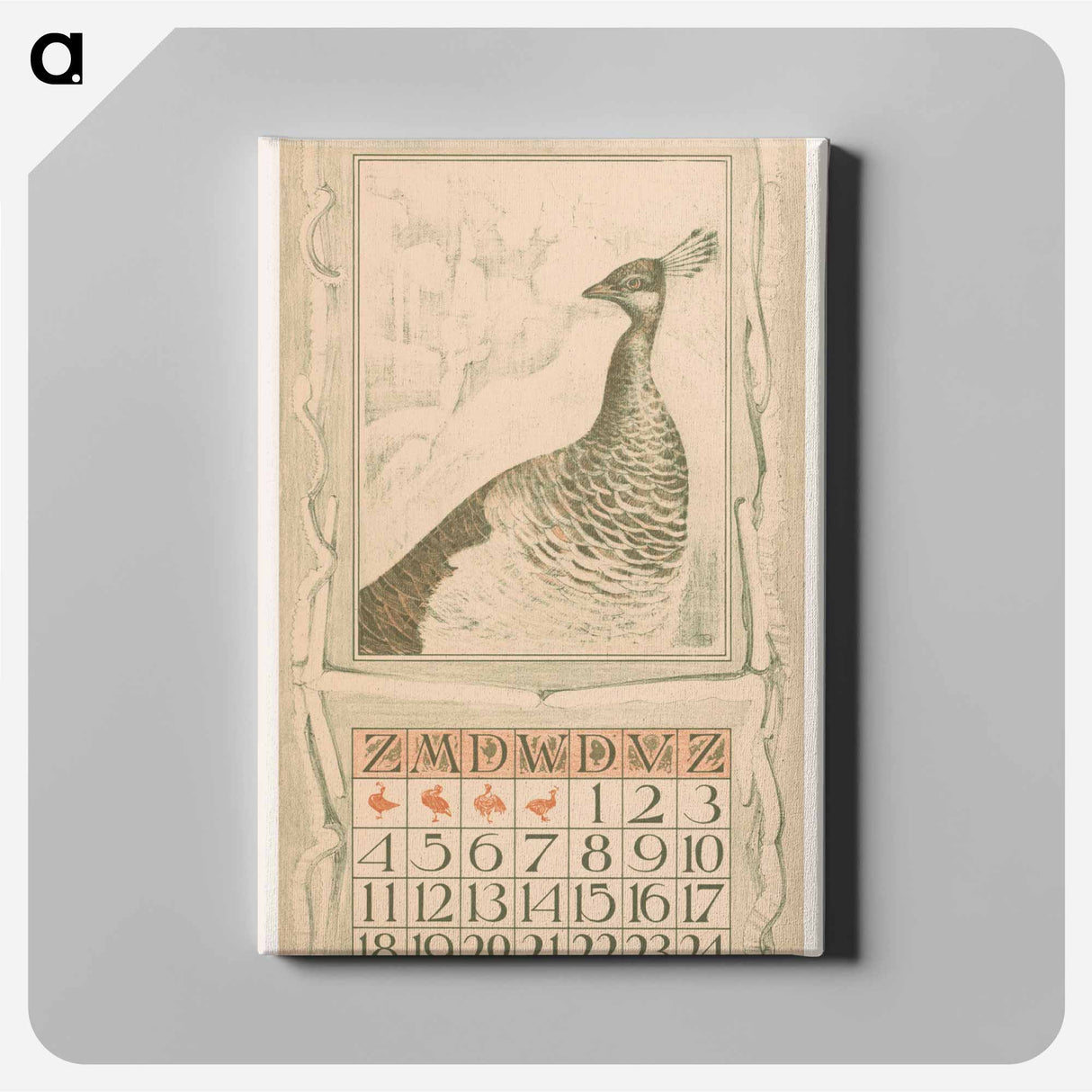 Kalenderblad januari met pauw - テオ ヴァン ホイテマ Canvas.
