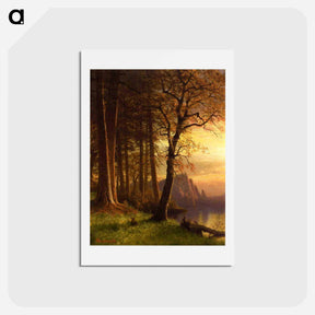 アートポストカード-Sunset in California Yosemite - アルバート ビアスタット Postcard.