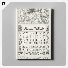 アートパネル-Kalenderblad december met winterkoninkje - テオ ヴァン ホイテマ Canvas.