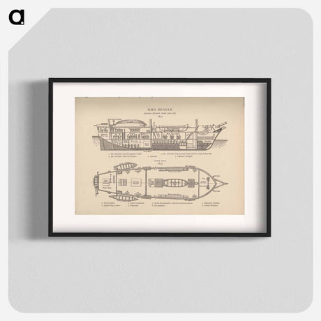 アートポスター-H.M.S. Beagle: Middle Section fore and aft, Upper Deck
 - 国立医学図書館 Poster.
