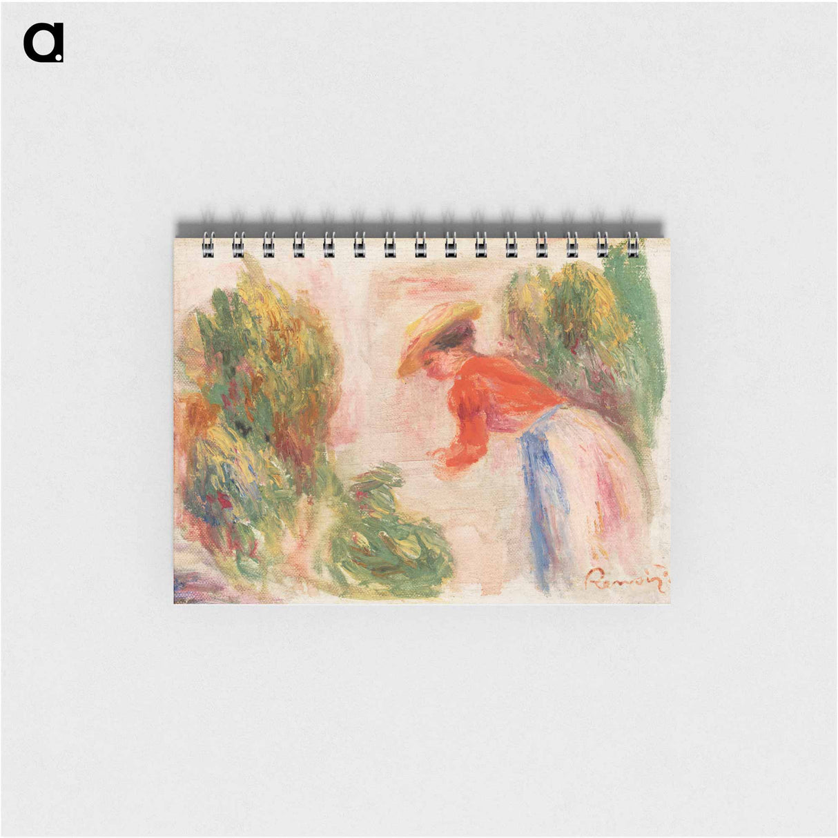 Woman Gathering Flowers - ピエール オーギュスト ルノワール Memo.