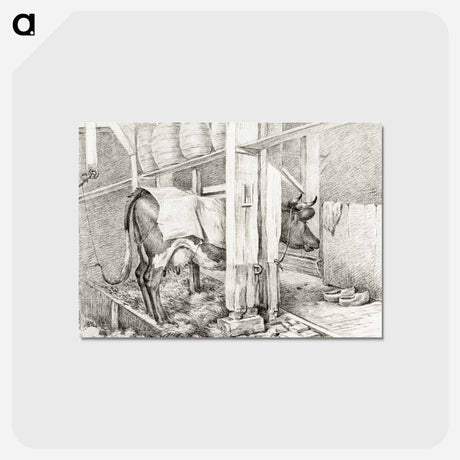 アートポストカード-Standing cow with a blanket - ジャン ベルナール Postcard.