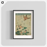 アートポスター-Hokusai's Swallow and begonia and strawberry pie - 葛飾 北斎 Poster.