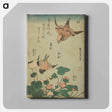 アートパネル-Hokusai's Swallow and begonia and strawberry pie - 葛飾 北斎 Canvas.
