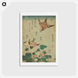 アートポストカード-Hokusai's Swallow and begonia and strawberry pie - 葛飾 北斎 Postcard.
