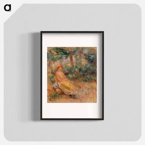 アートポスター-Woman in Pink and Yellow in a Landscape - ピエール オーギュスト ルノワール Poster.
