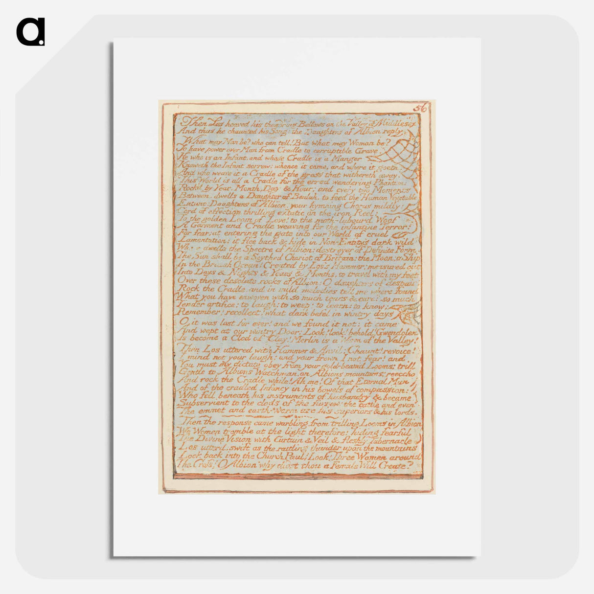 Jerusalem, Plate 56, "Then Los heaved...." - ウィリアム ブレイク Poster.