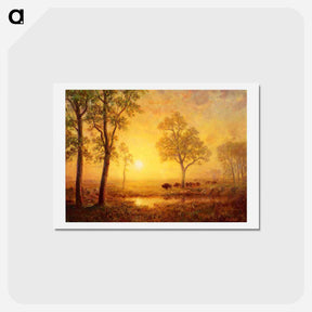 アートポストカード-Sunset on the Mountain - アルバート ビアスタット Postcard.