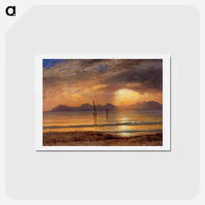 アートポストカード-Sunset over a Mountain Lake - アルバート ビアスタット Postcard.