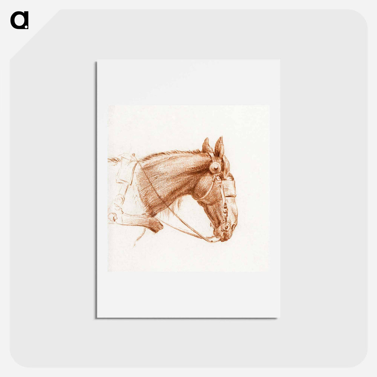 アートポストカード-Head of a horse with blinkers - ジャン ベルナール Postcard.